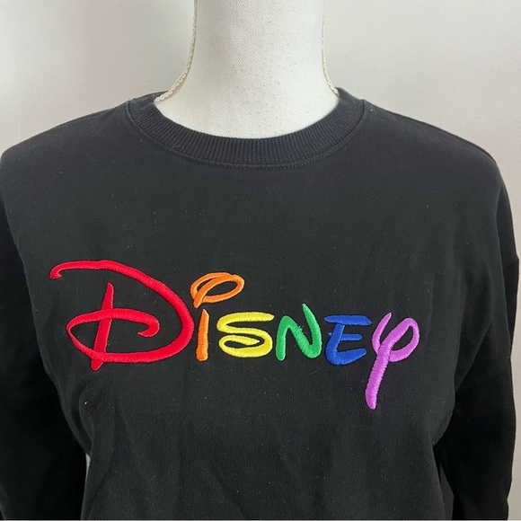Disney • Black Sweatshirt with Rainbow Stitched Lettering - Picture 2 of 3